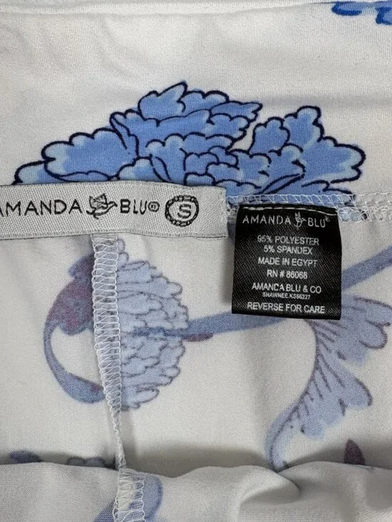 Amanda Blu "Blu Acanthus Leaf" Pajama Set Blue Floral Button Down Small - Picture 6 of 8